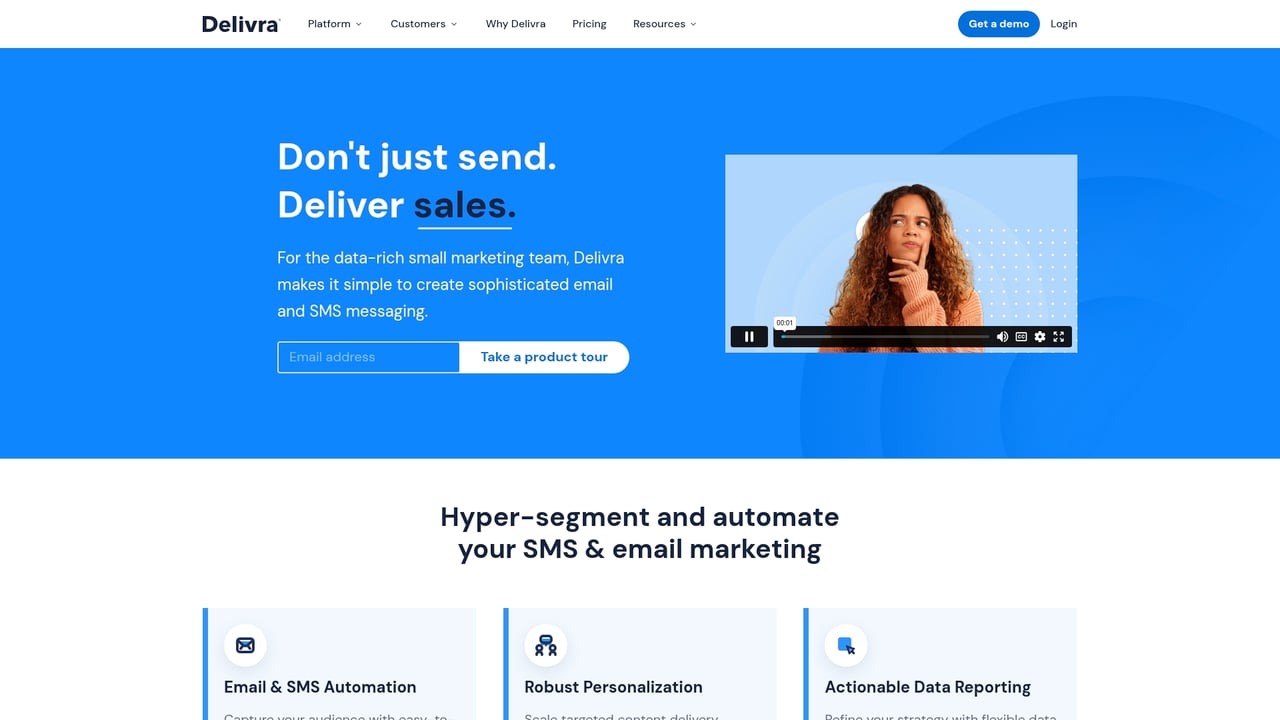 Screenshot of Delivra website