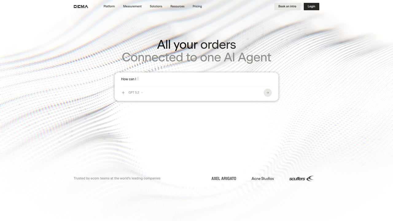 Screenshot of Dema website