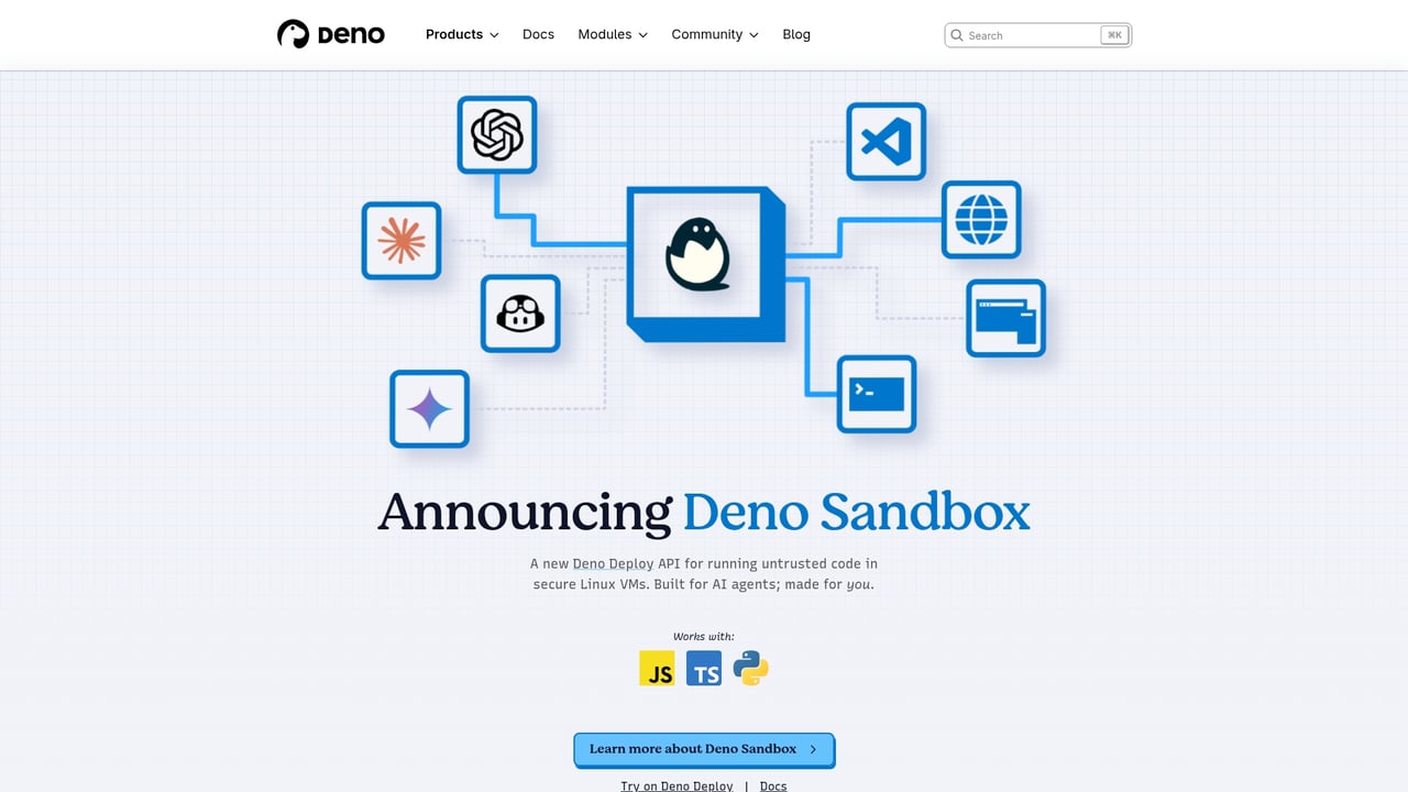 Screenshot of Deno Deploy website