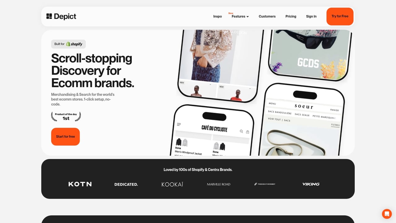 Screenshot of Depict website