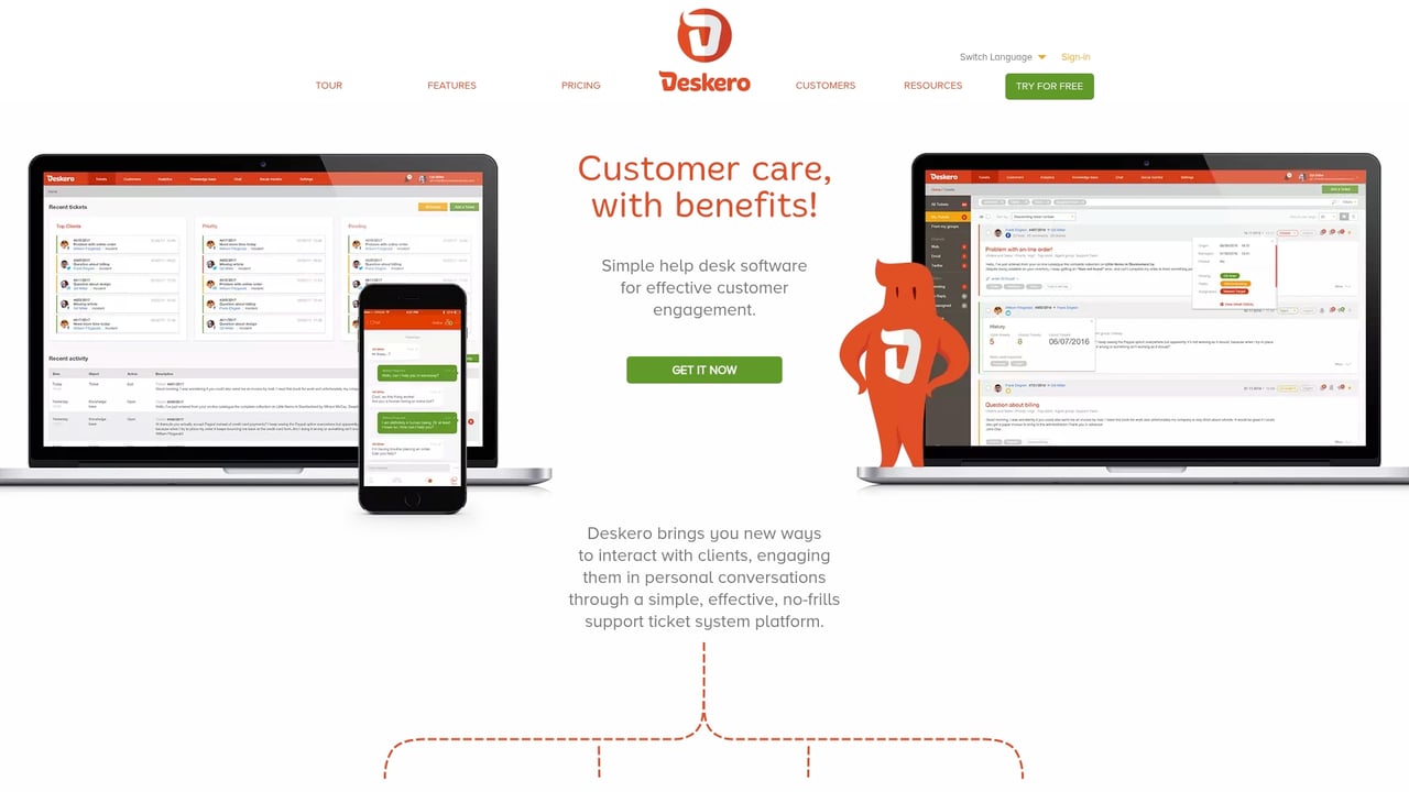 Screenshot of Deskero website