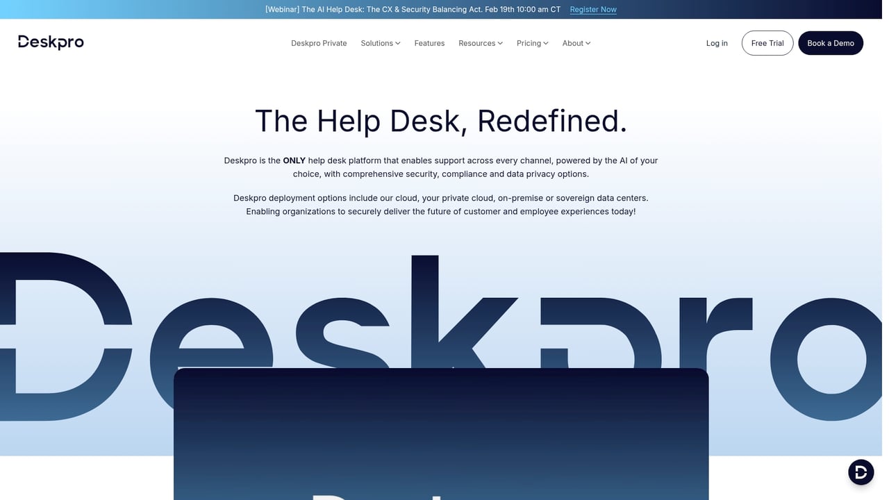 Screenshot of DeskPro website