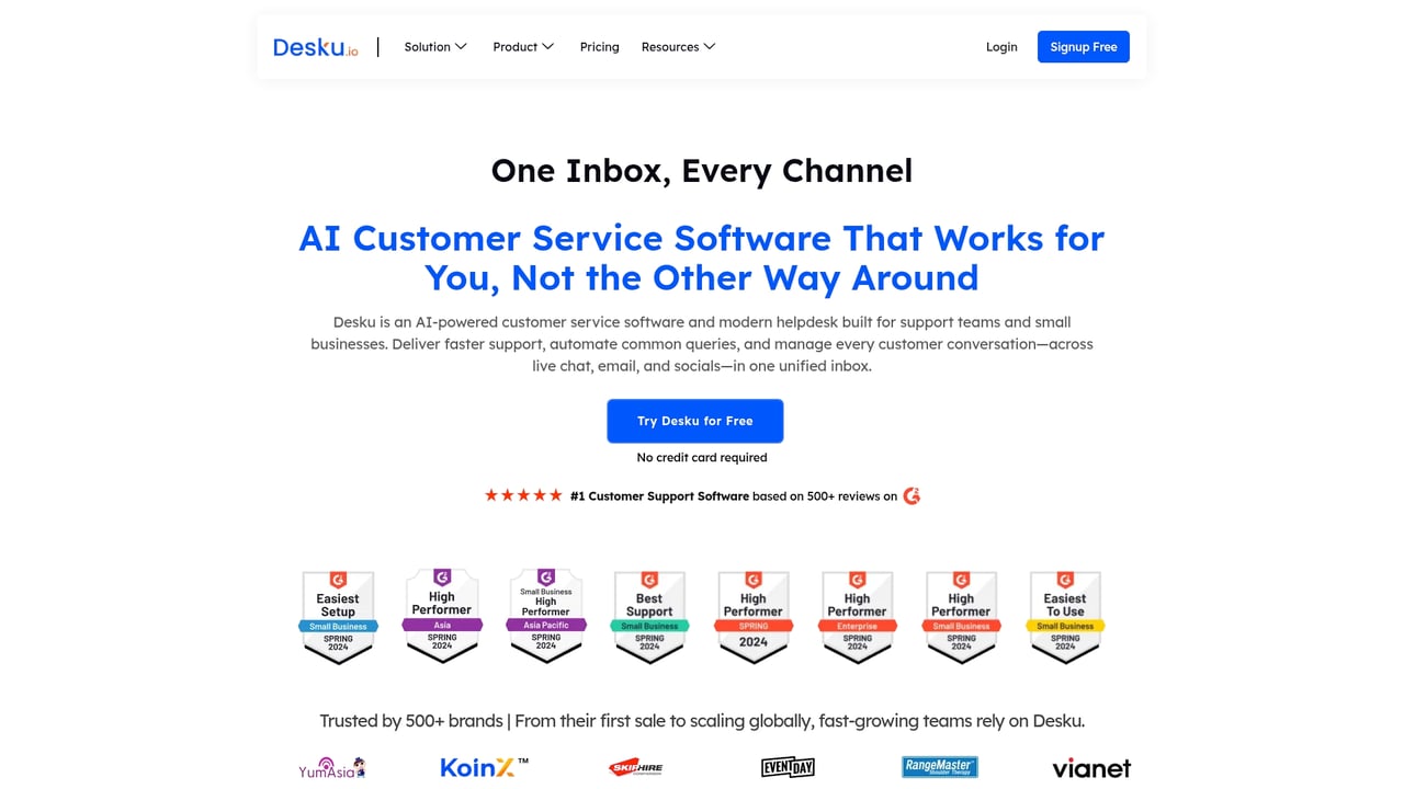 Screenshot of Desku website