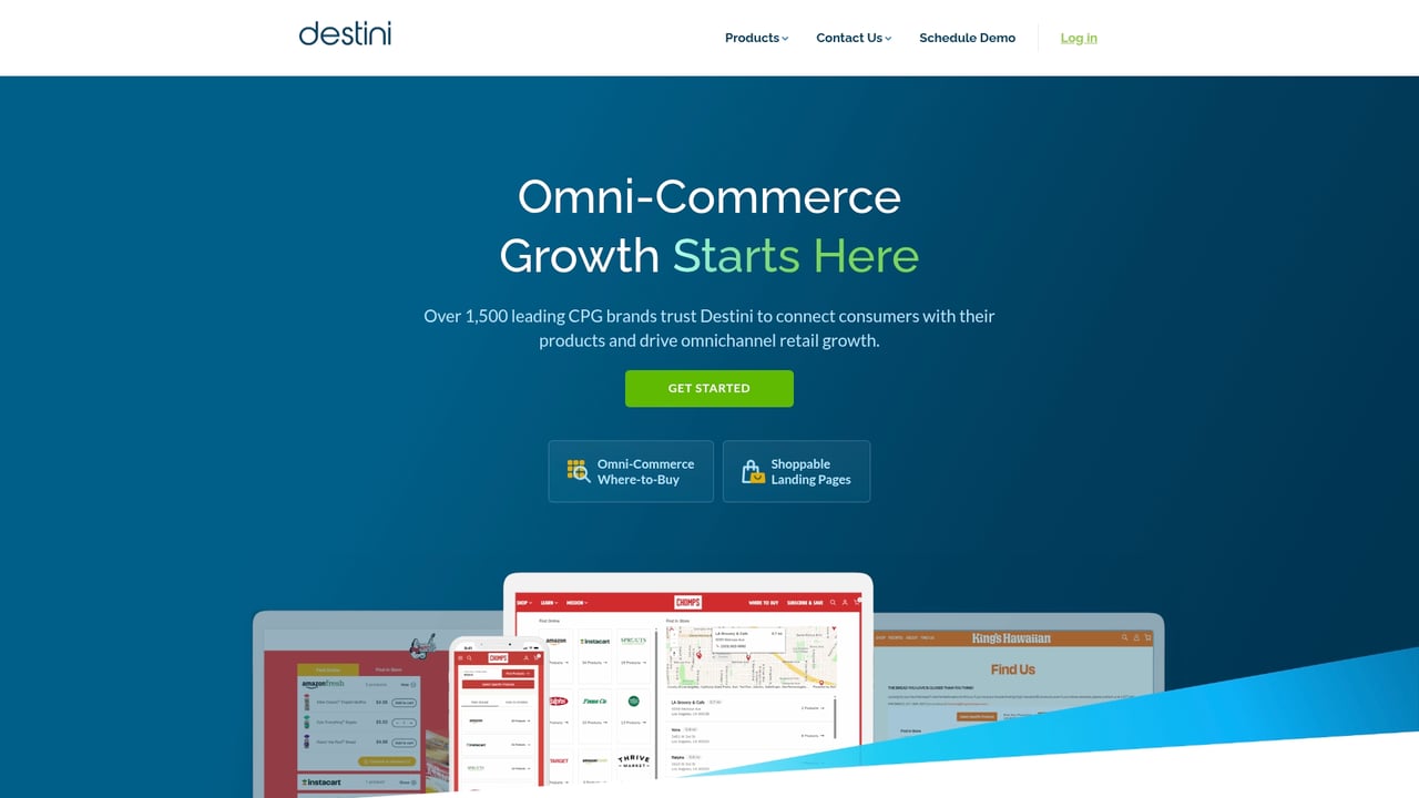 Screenshot of Destini website