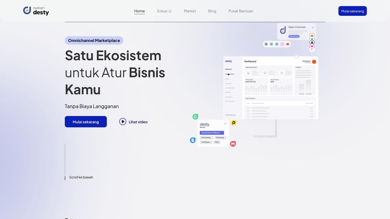 Screenshot of Desty website
