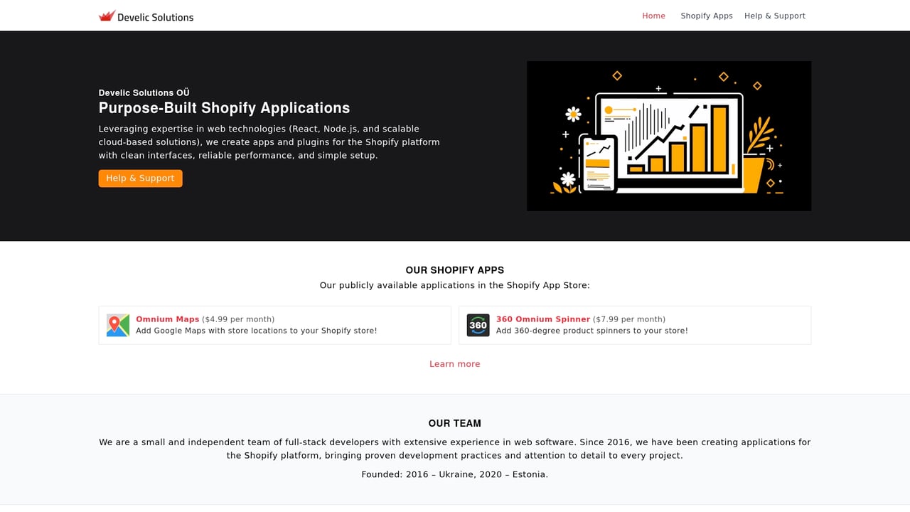 Screenshot of Develic Omnium Maps website