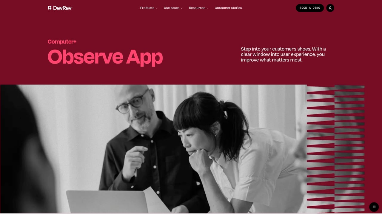 Screenshot of DevRev website