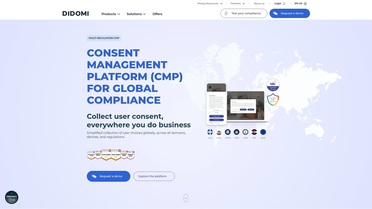 Screenshot of Didomi website