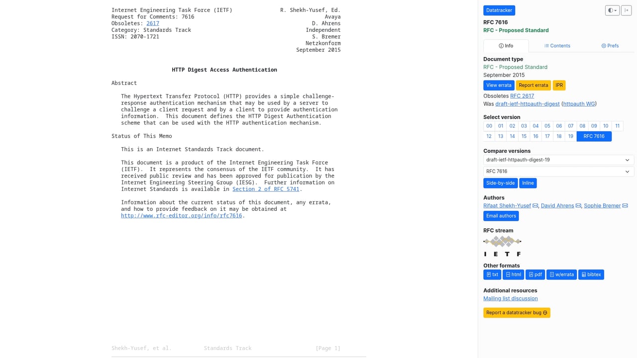 Screenshot of Digest website