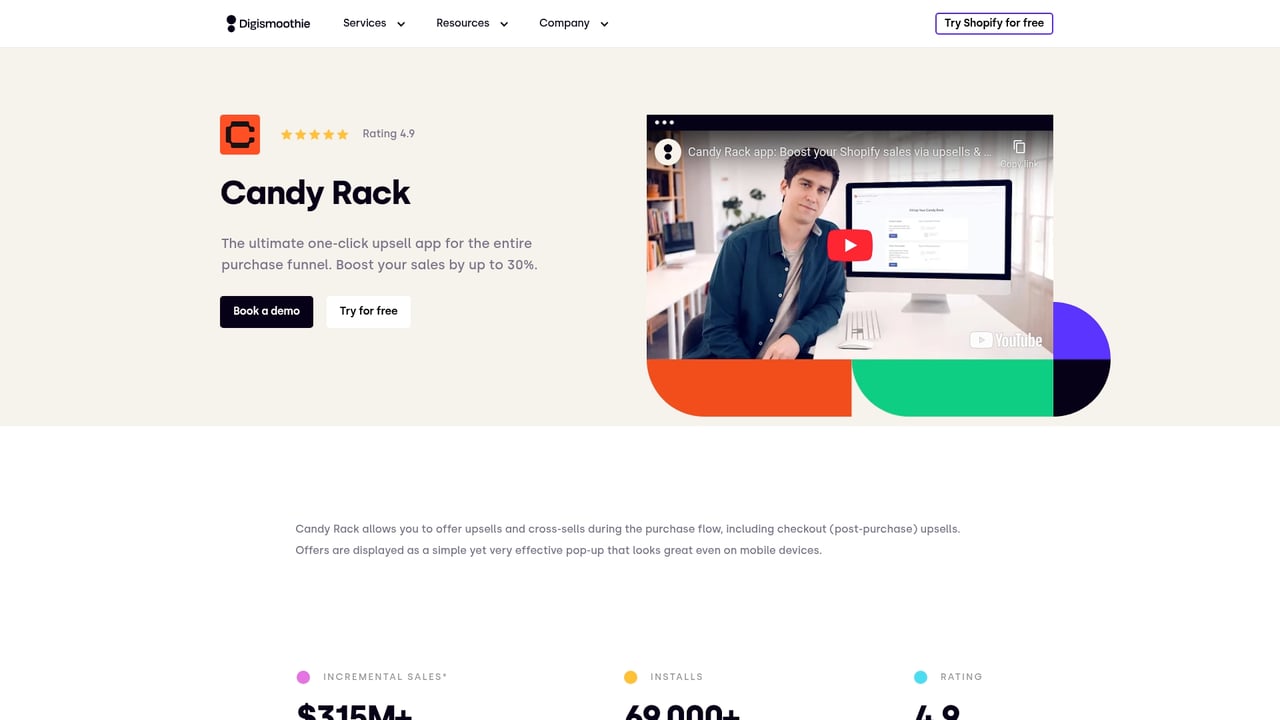 Screenshot of Digismoothie Candy Rack website