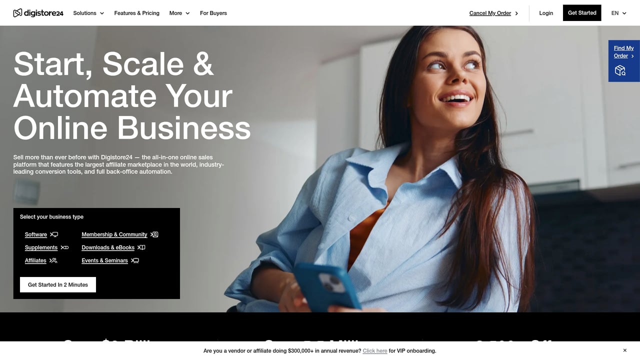 Screenshot of Digistore24 website