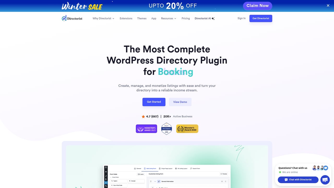 Screenshot of Directorist website