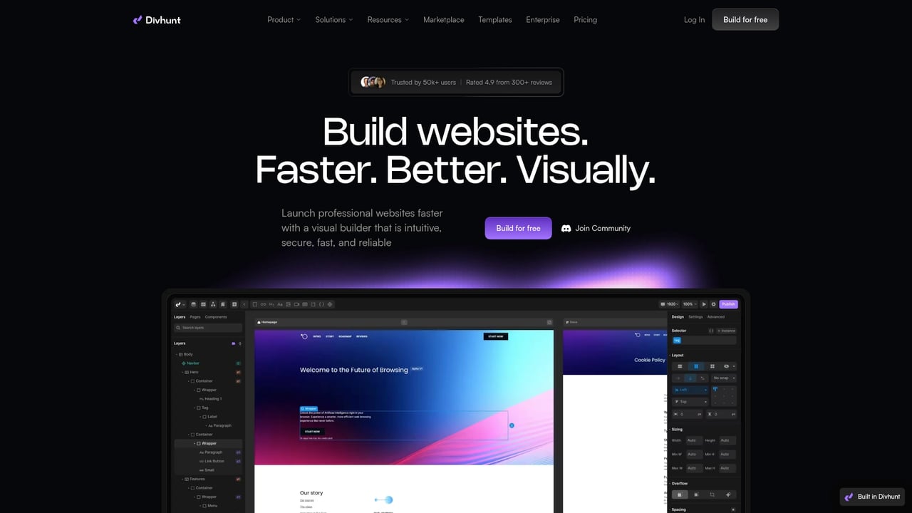 Screenshot of Divhunt website