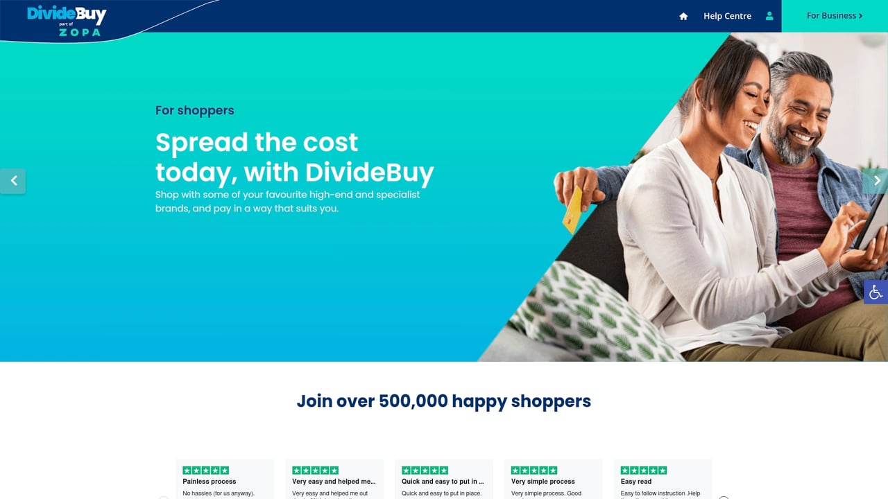 Screenshot of DivideBuy website
