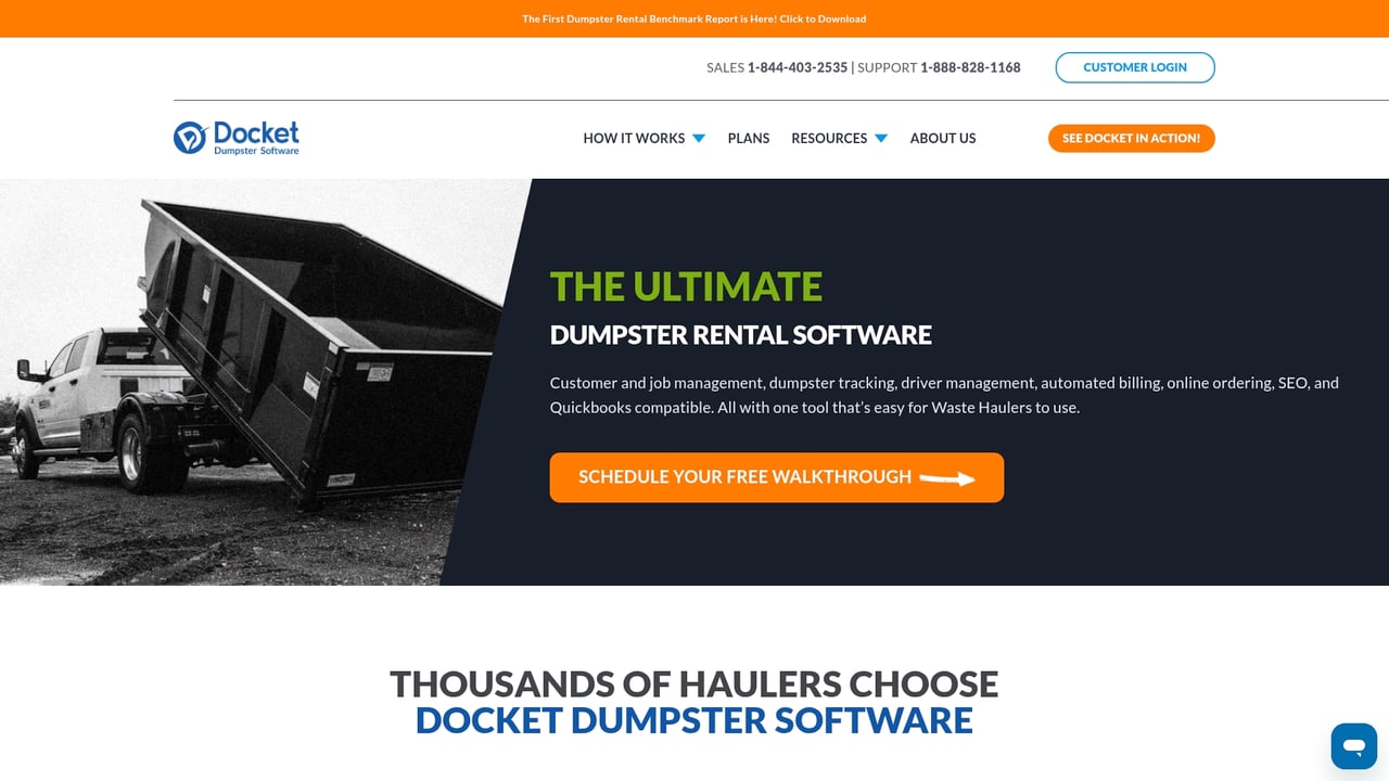 Screenshot of Docket website
