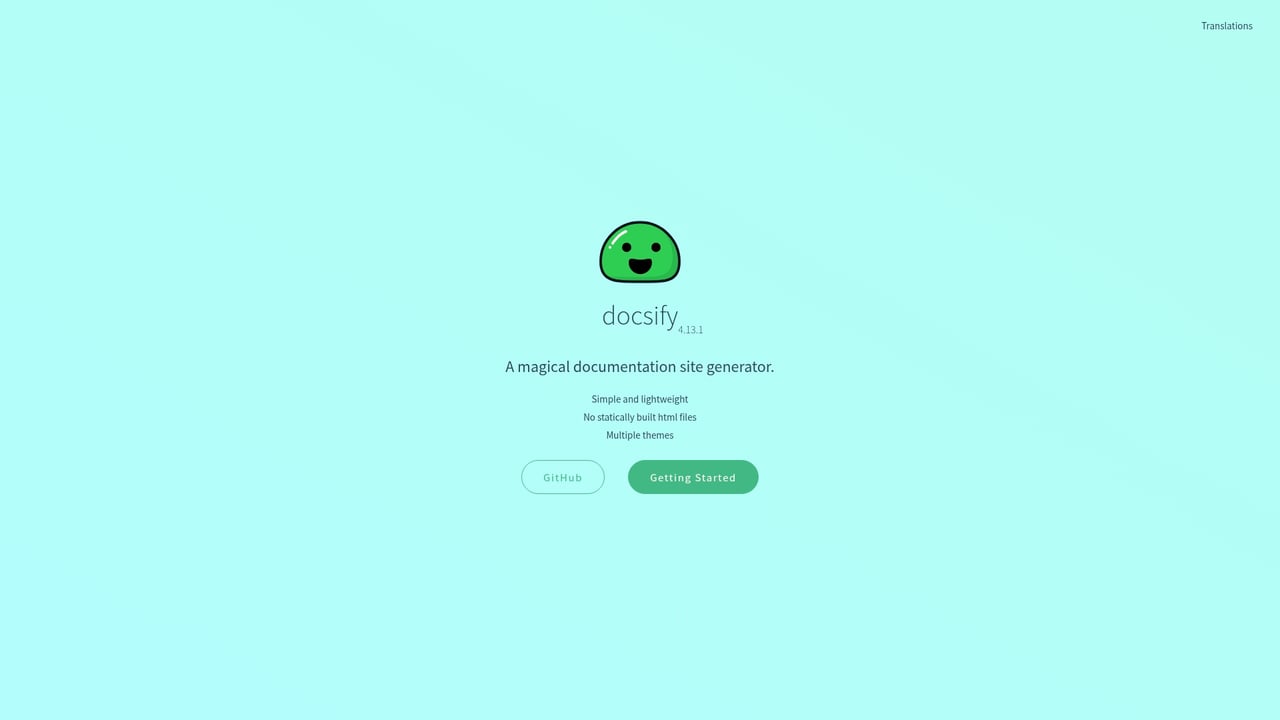 Screenshot of Docsify website