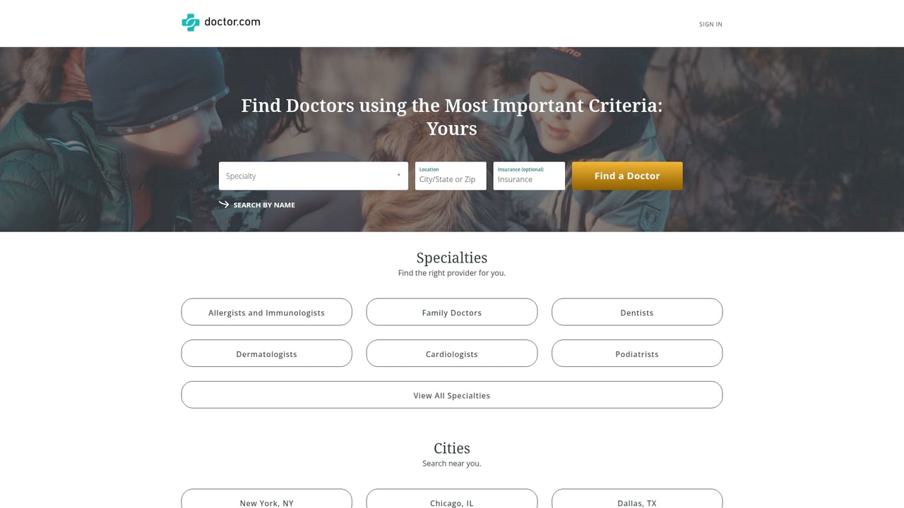 Screenshot of Doctor.com website