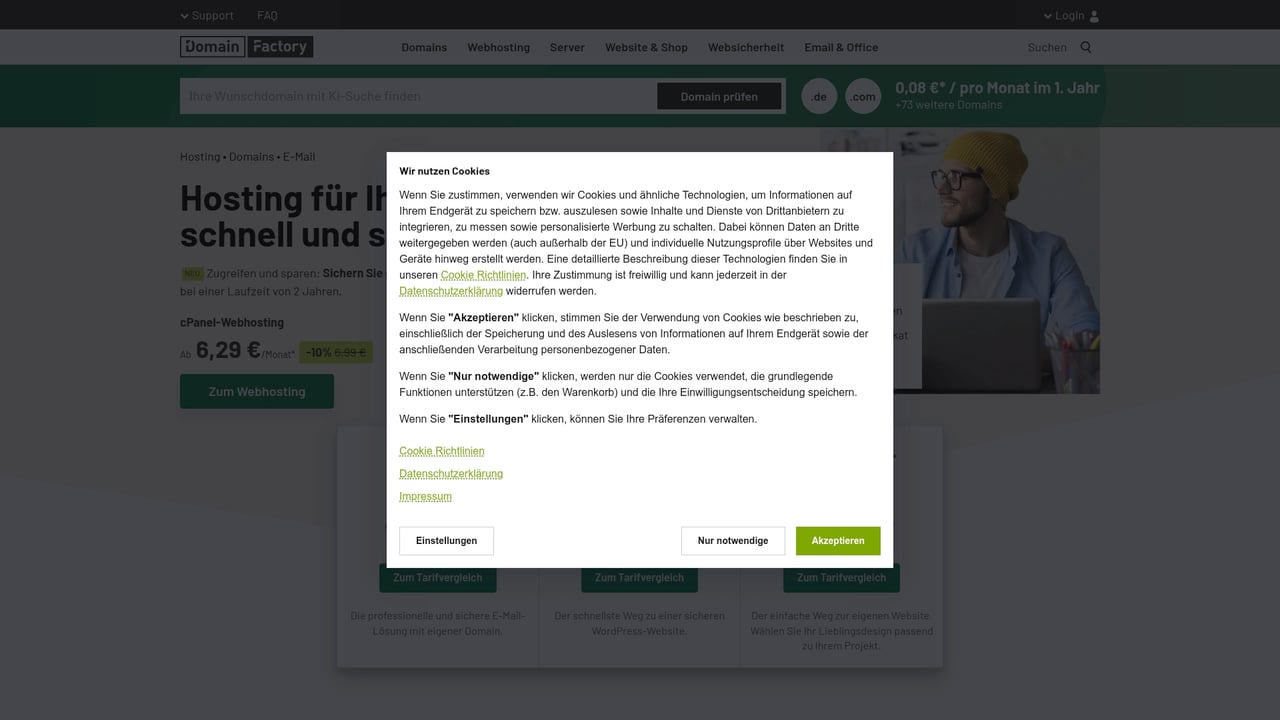 Screenshot of DomainFactory website