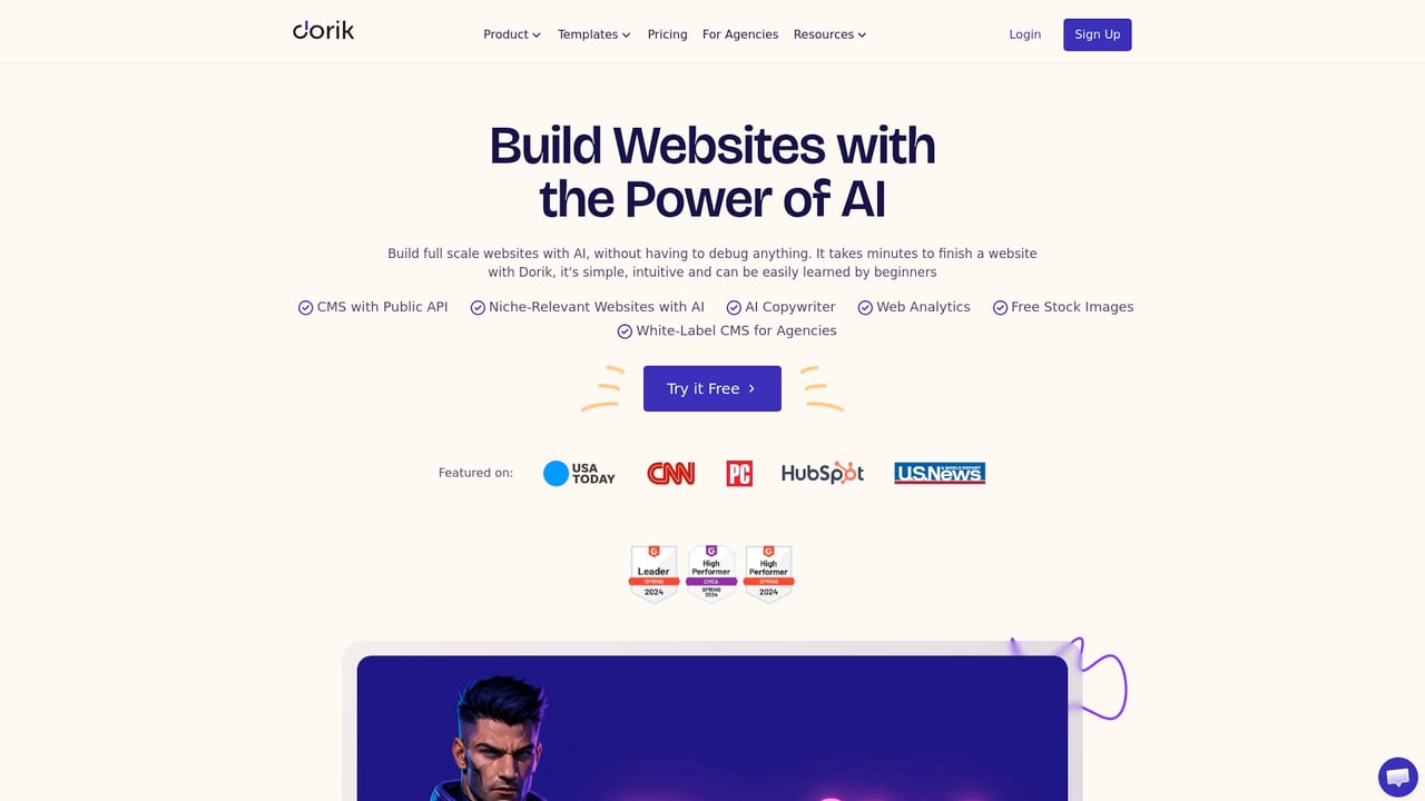 Screenshot of Dorik AI website