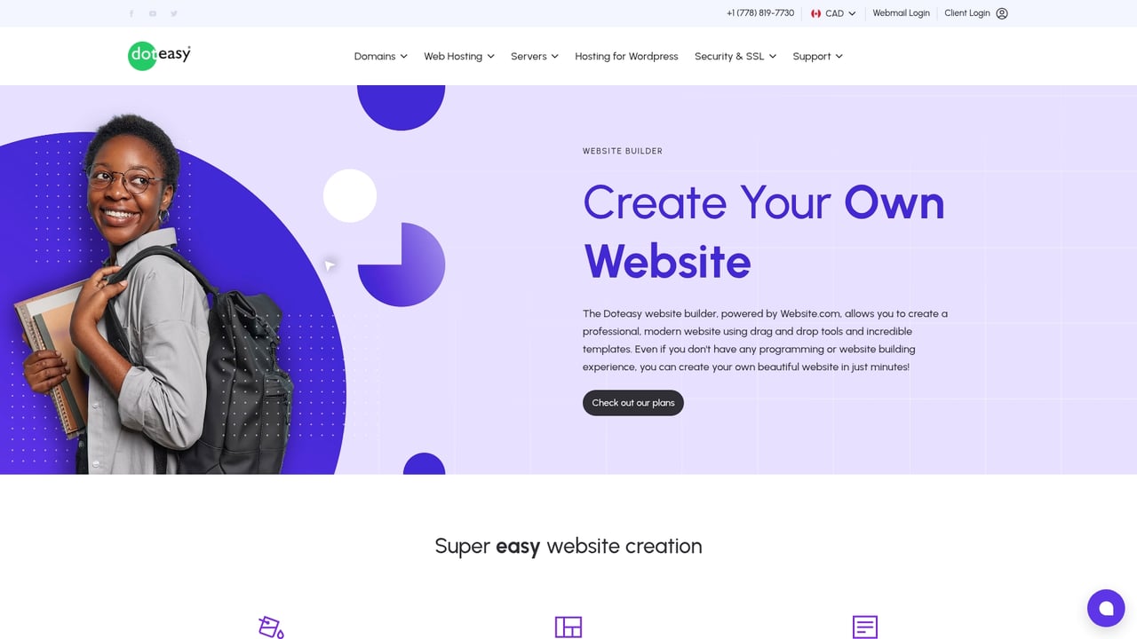 Screenshot of Doteasy Website Builder website