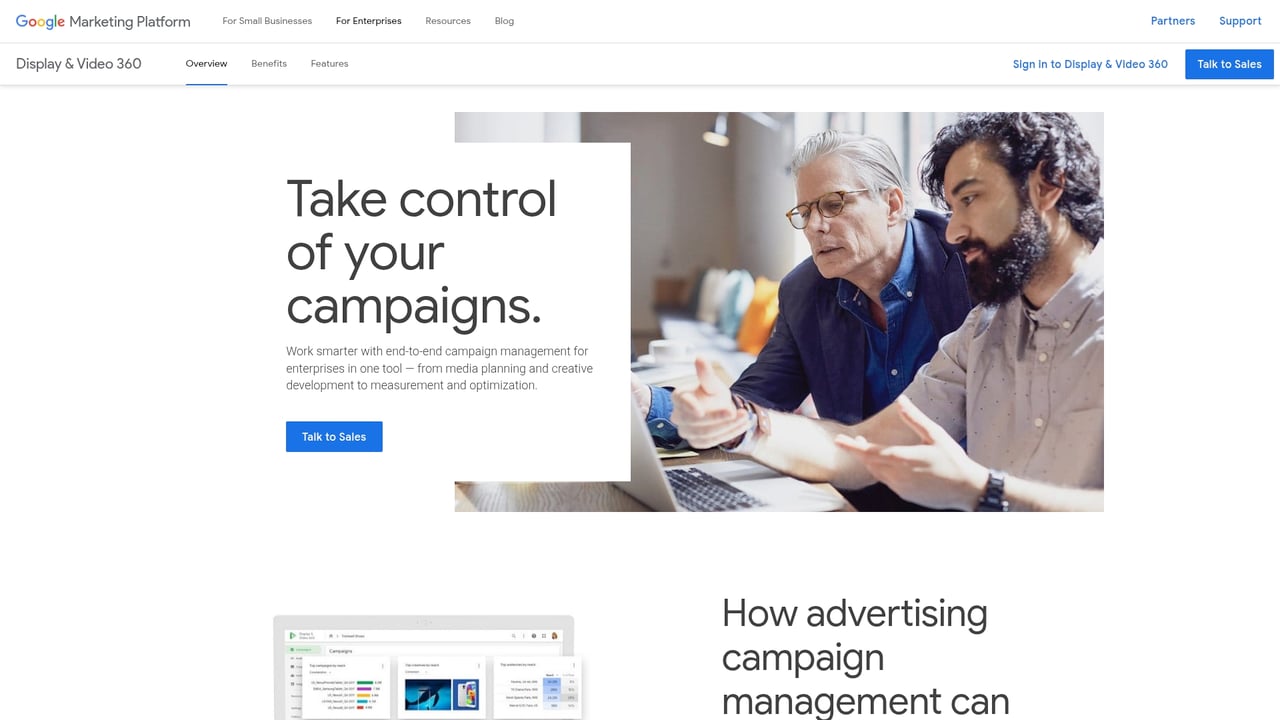 Screenshot of DoubleClick Campaign Manager (DCM) website