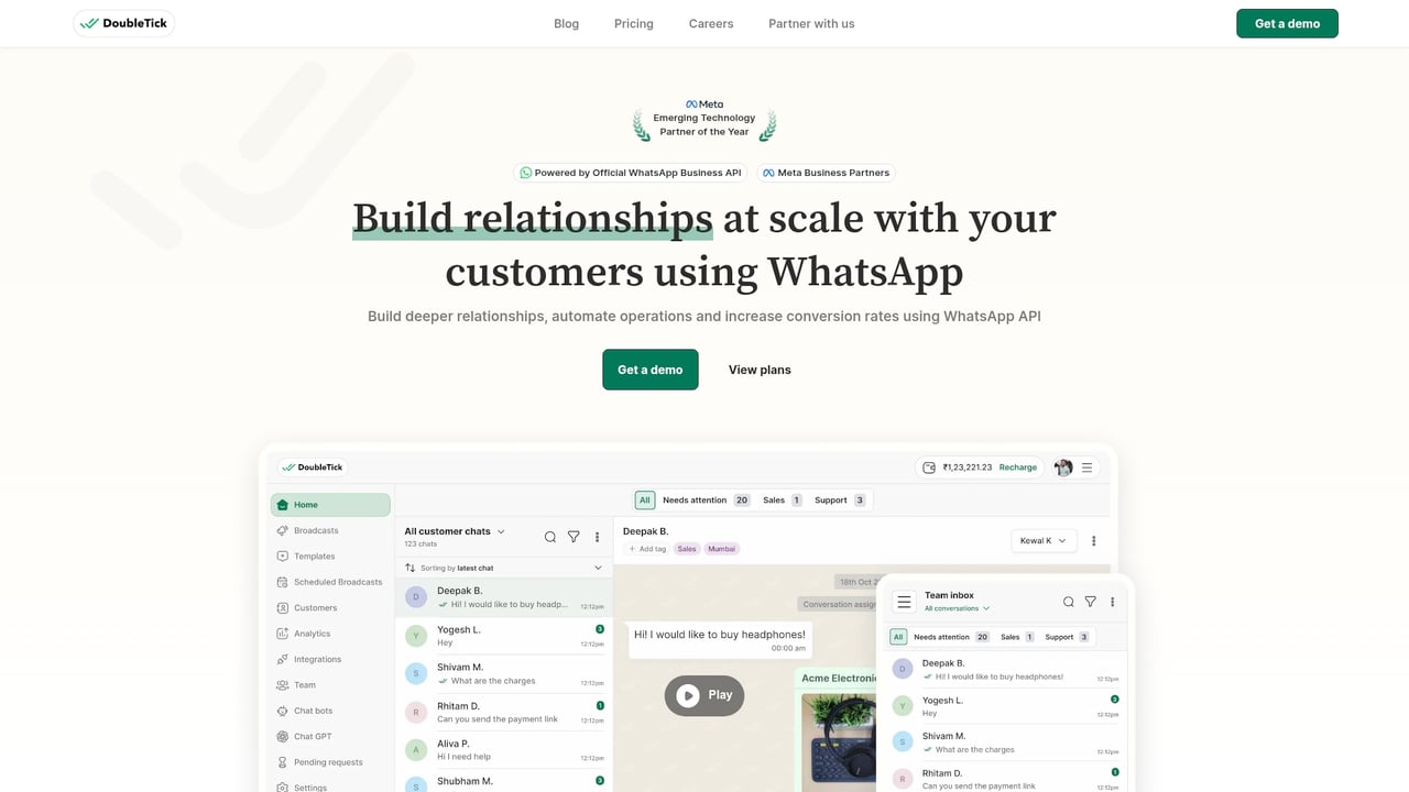 Screenshot of DoubleTick website
