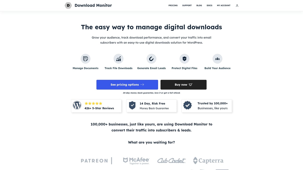 Screenshot of Download Monitor website