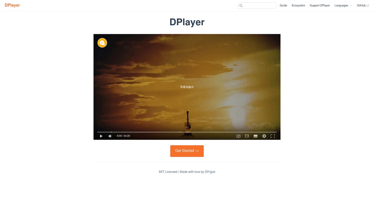 Screenshot of DPlayer website