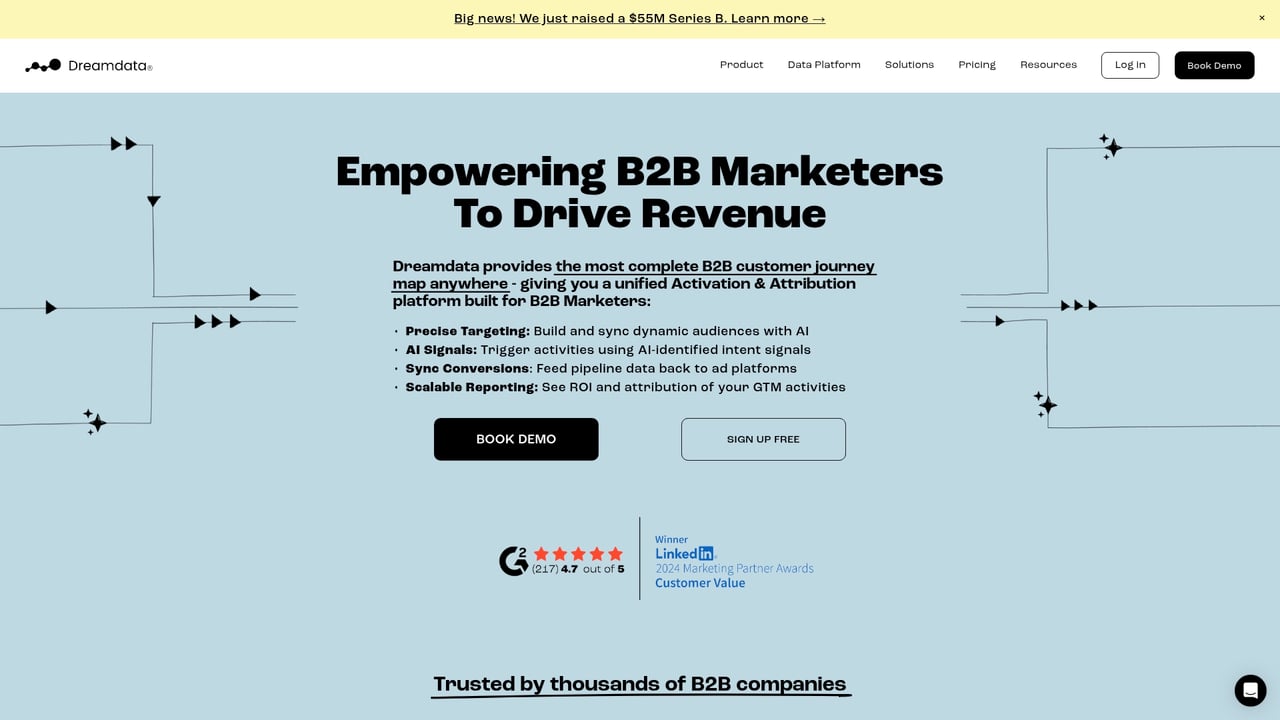 Screenshot of Dreamdata website