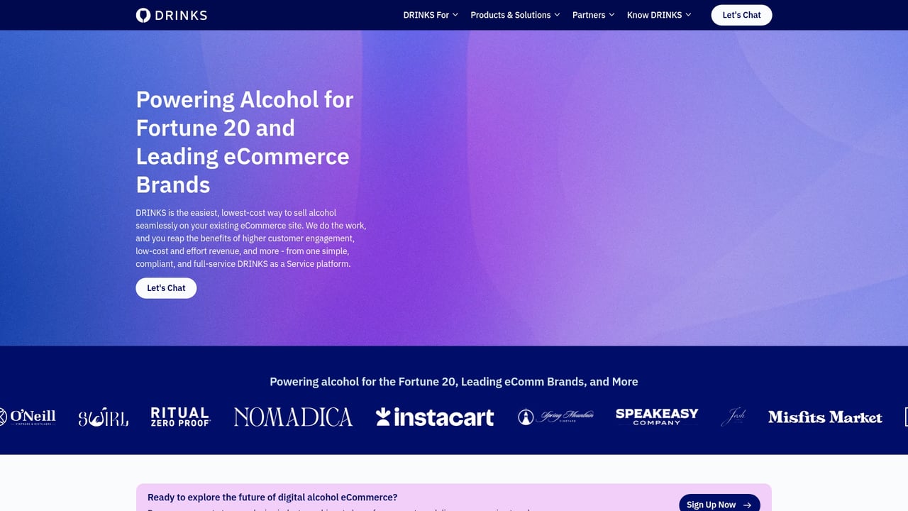 Screenshot of Drinks website