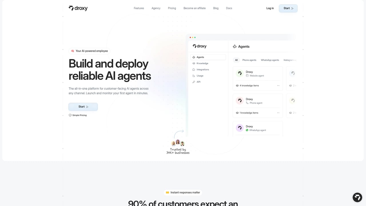 Screenshot of Droxy website