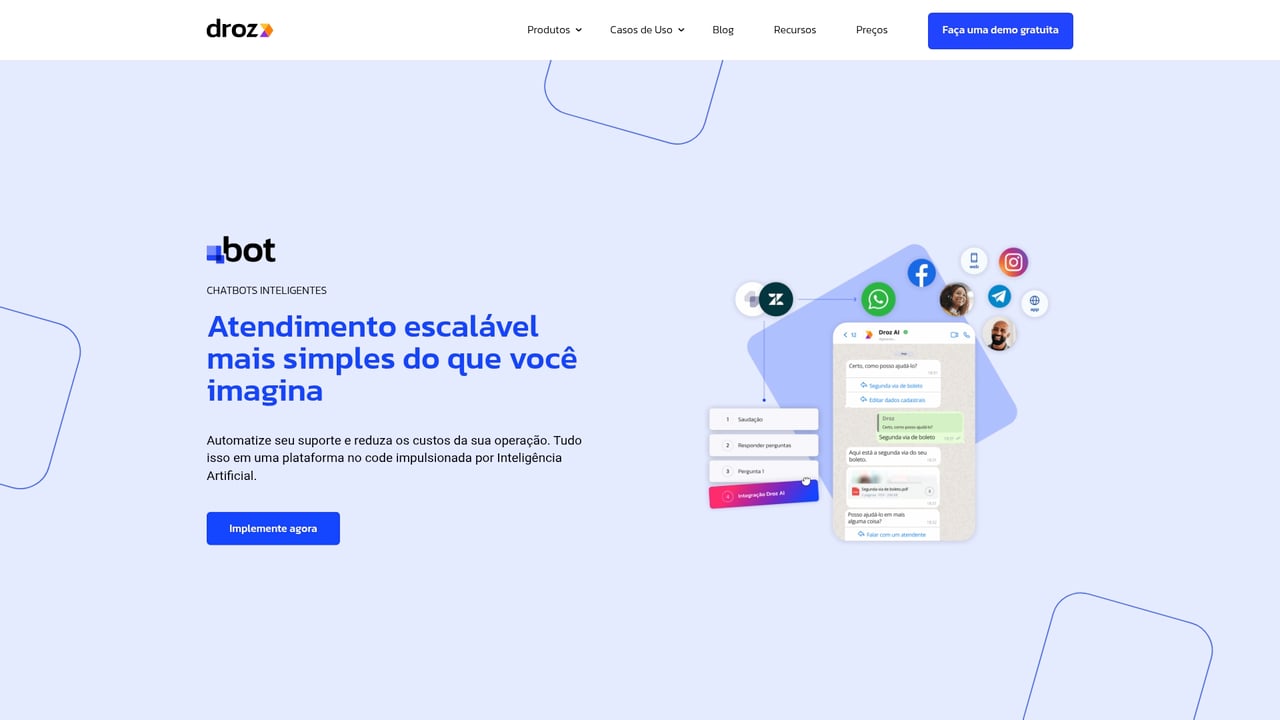 Screenshot of Droz Bot website