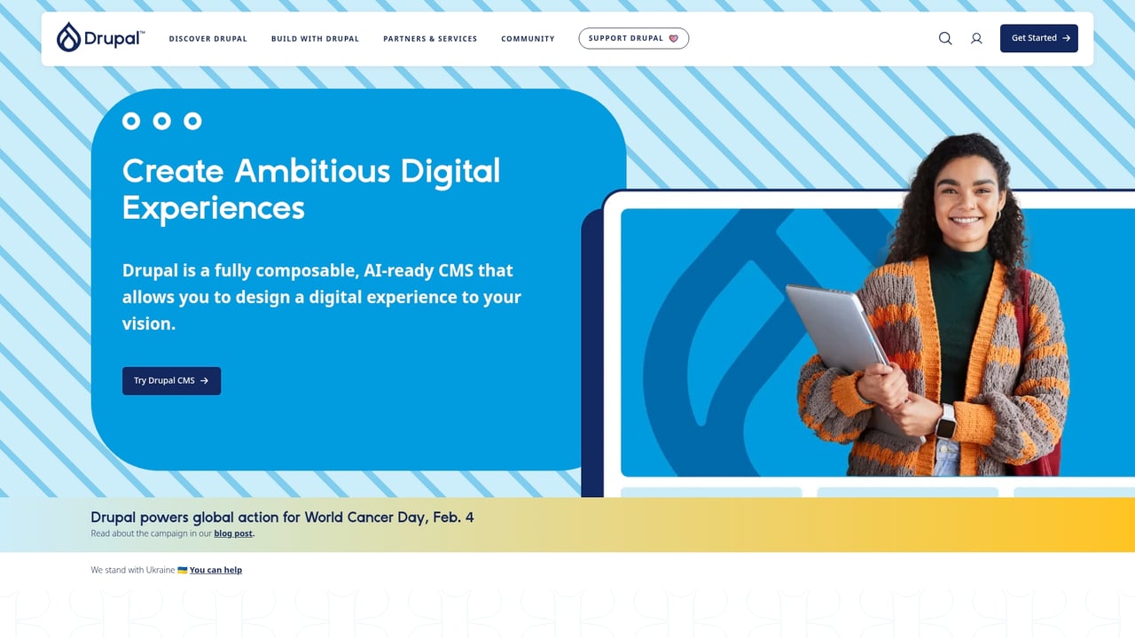 Screenshot of Drupal website