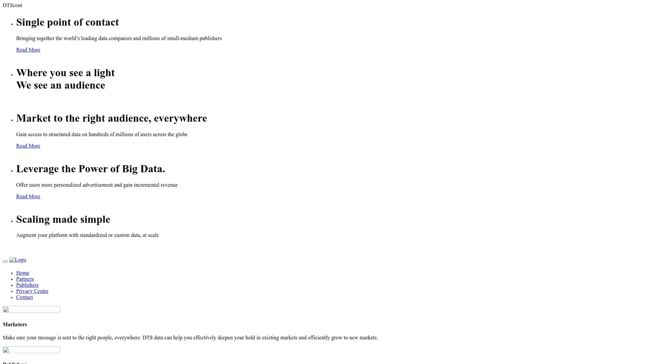 Screenshot of DTScout website