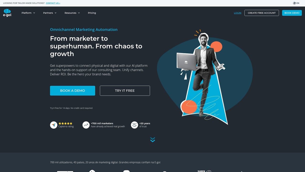 Screenshot of e-goi website