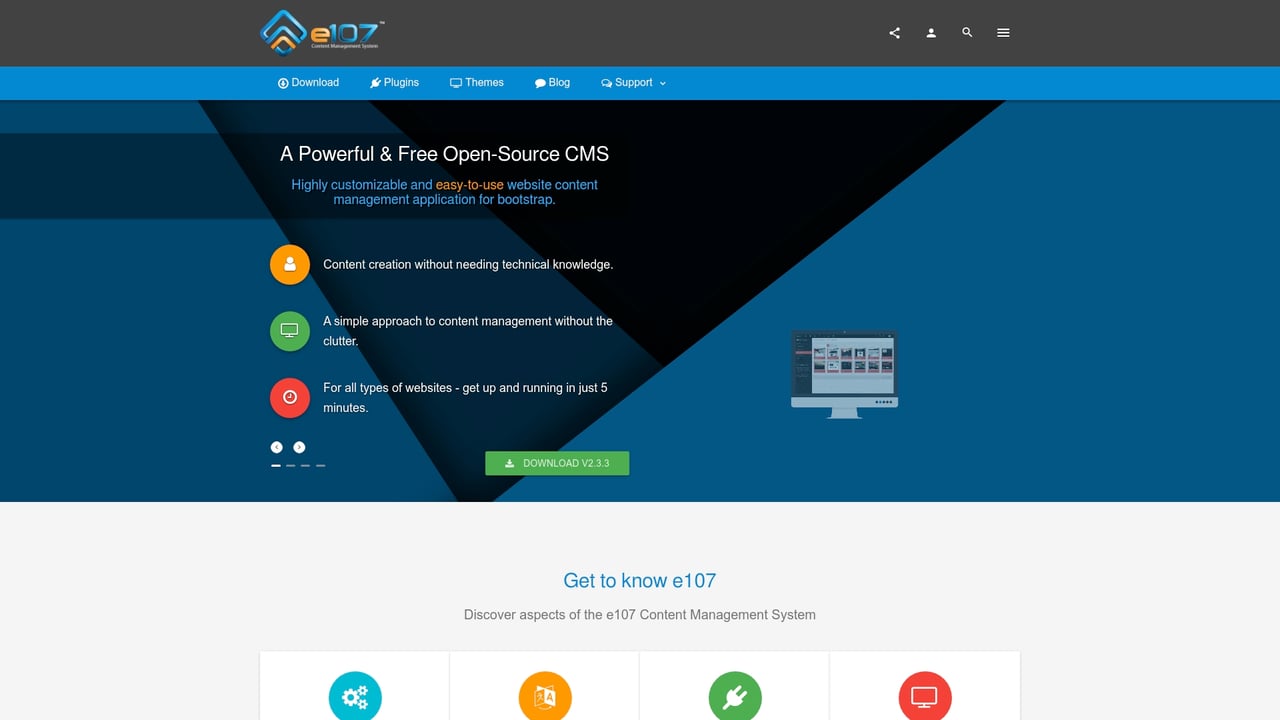 Screenshot of e107 website