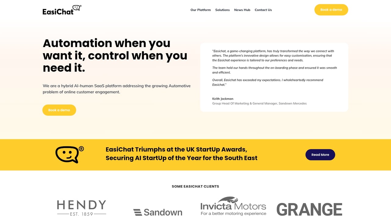 Screenshot of EasiChat website