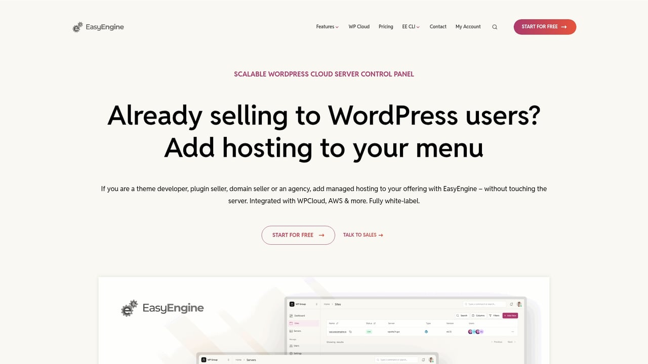 Screenshot of EasyEngine website