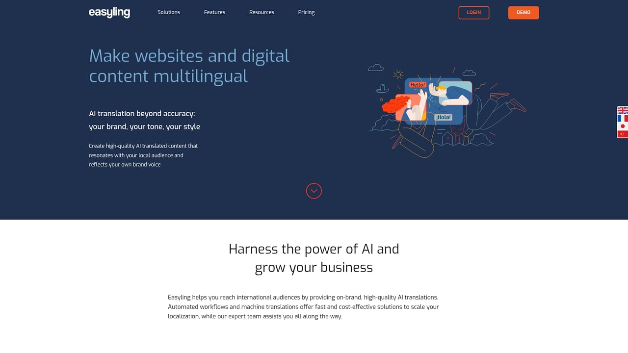 Screenshot of Easyling website