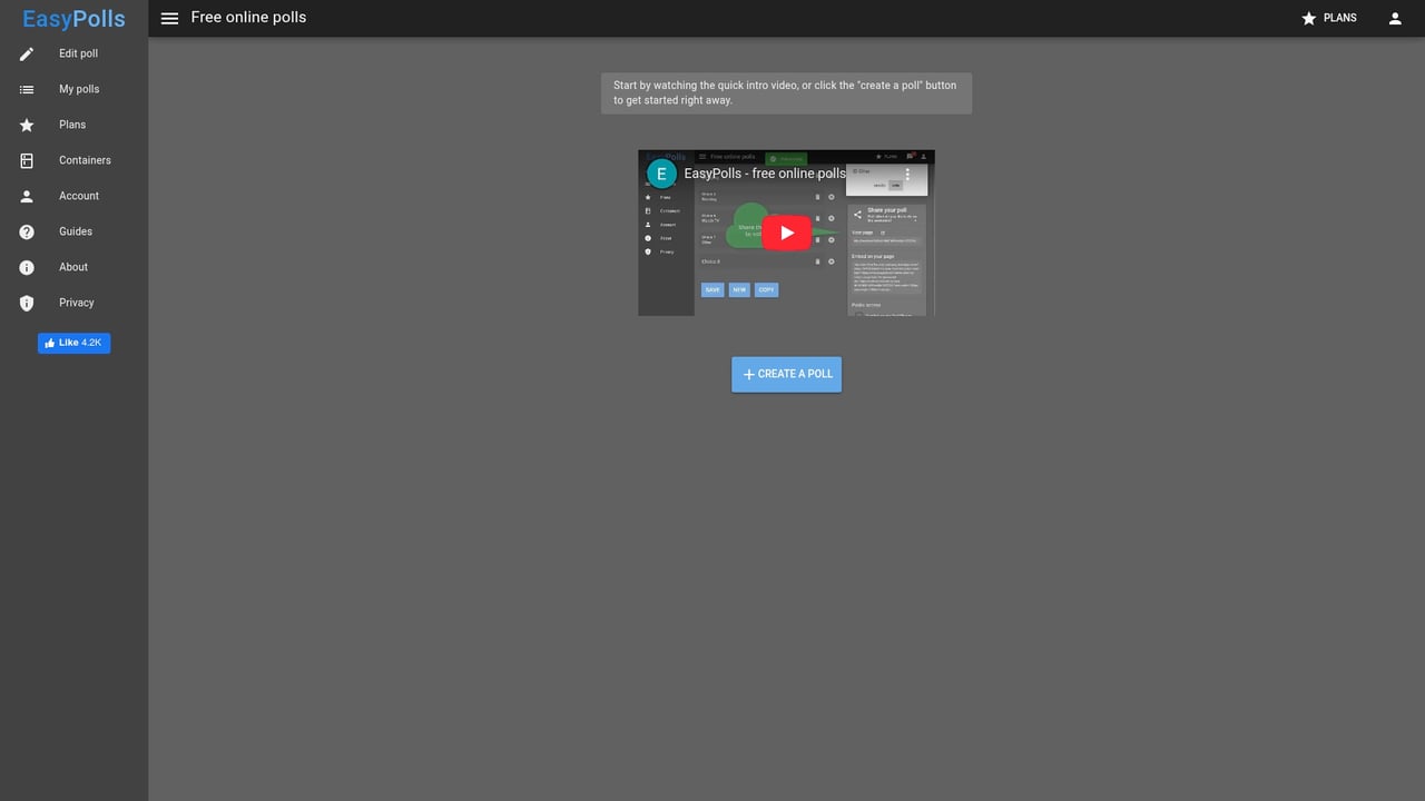 Screenshot of EasyPolls website