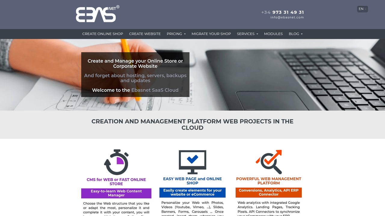 Screenshot of Ebasnet website