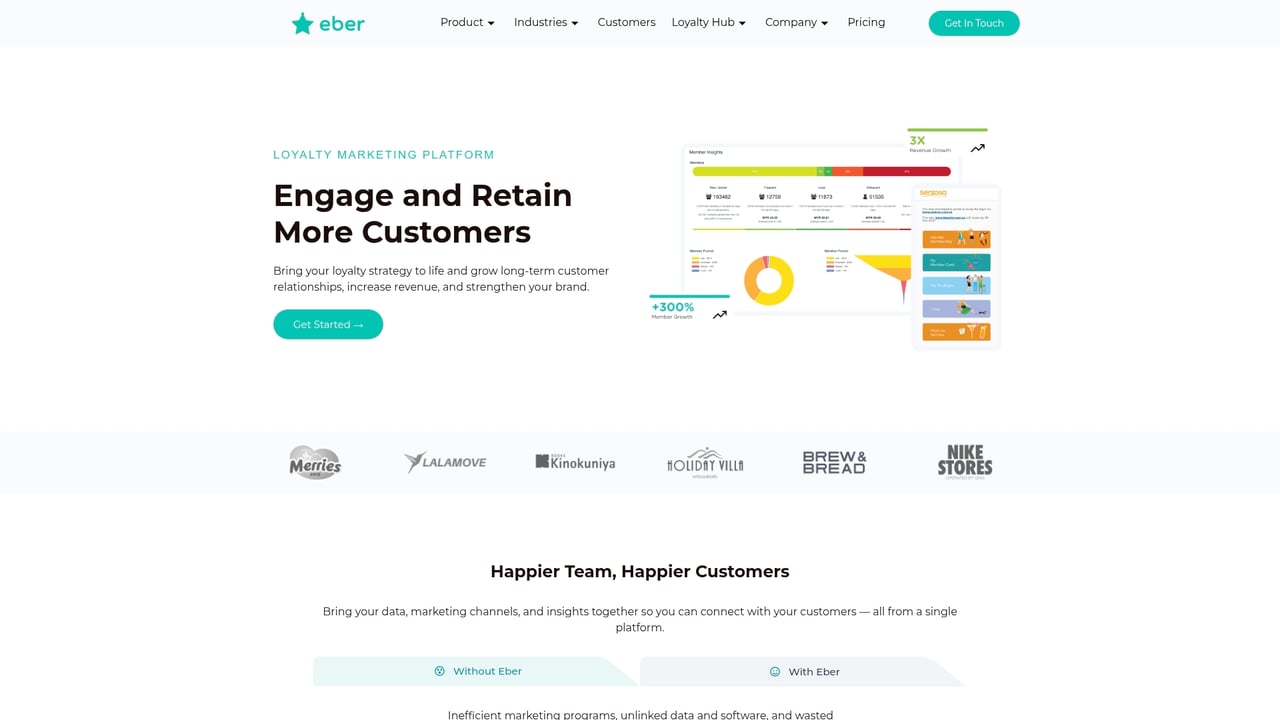 Screenshot of Eber website
