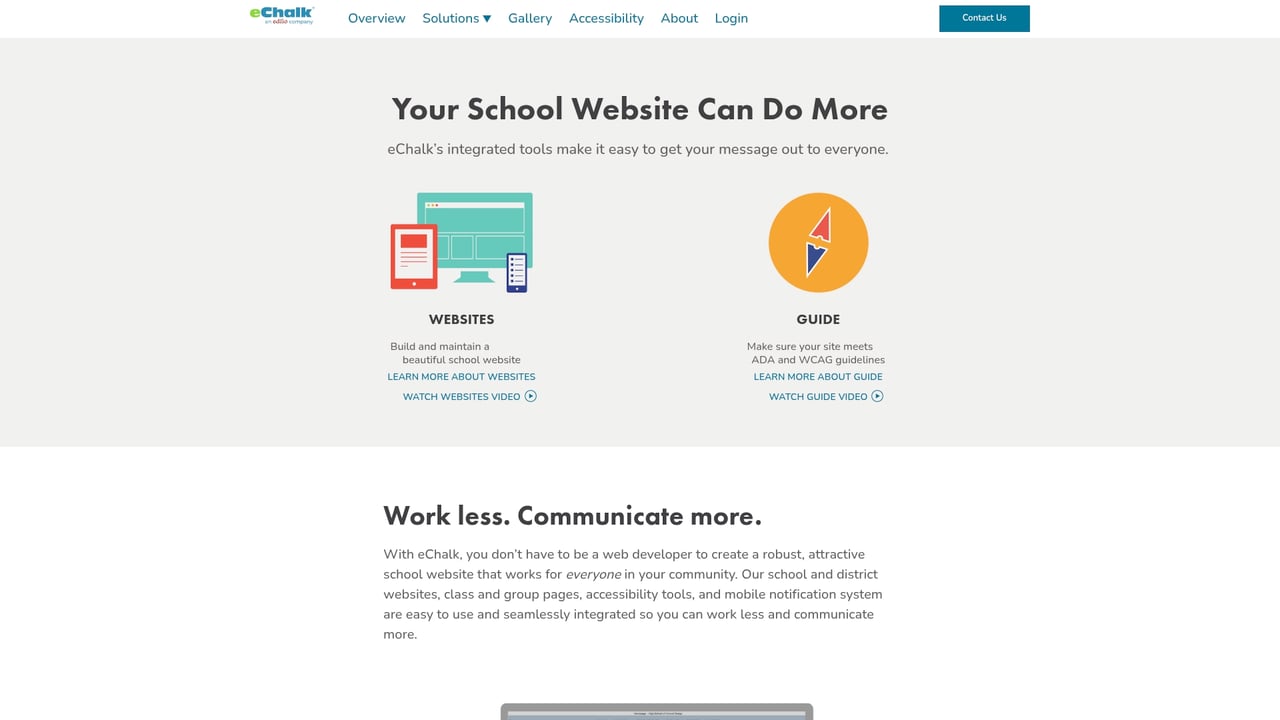 Screenshot of eChalk website