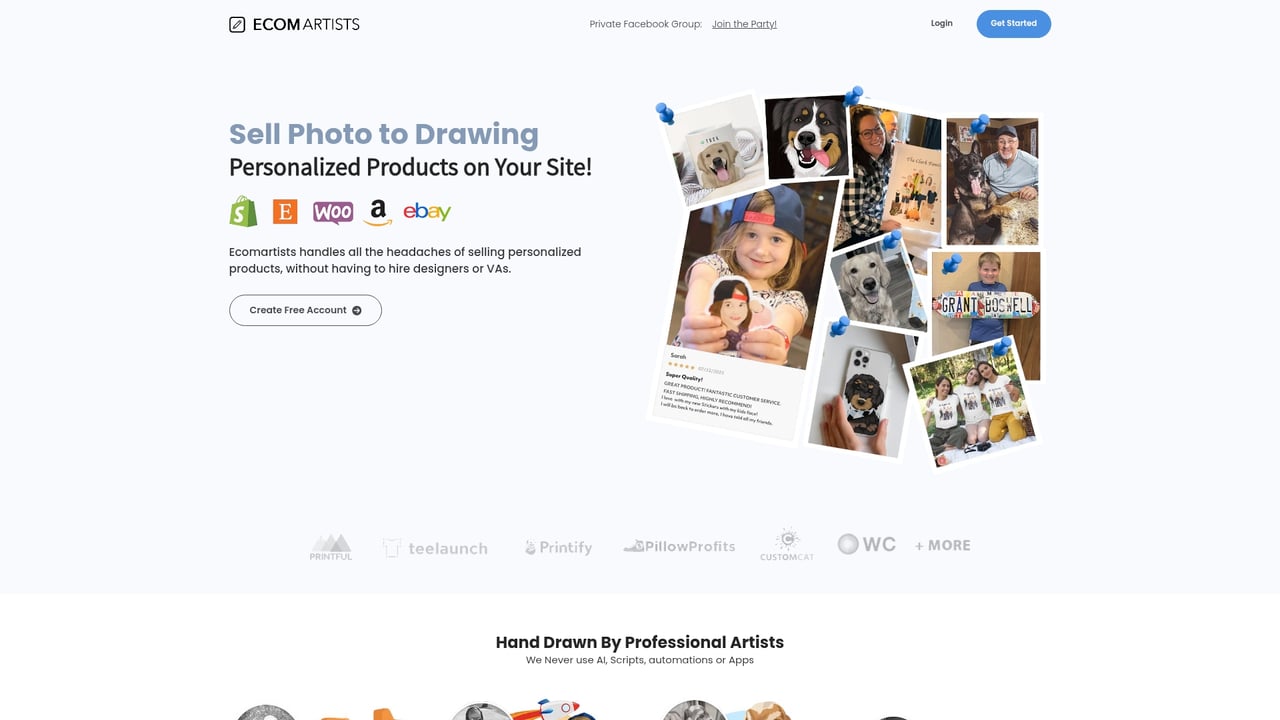 Screenshot of EcomArtists website