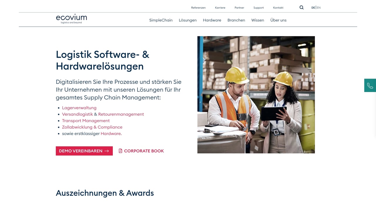 Screenshot of Ecovium website