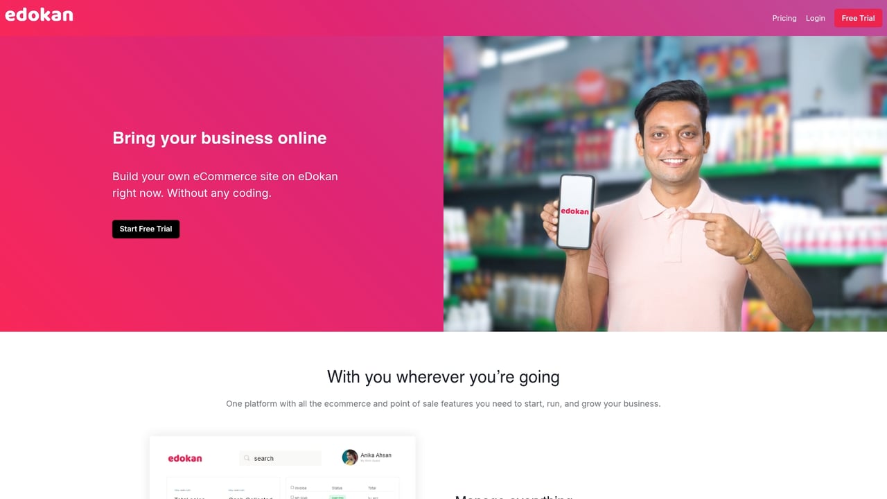 Screenshot of eDokan website