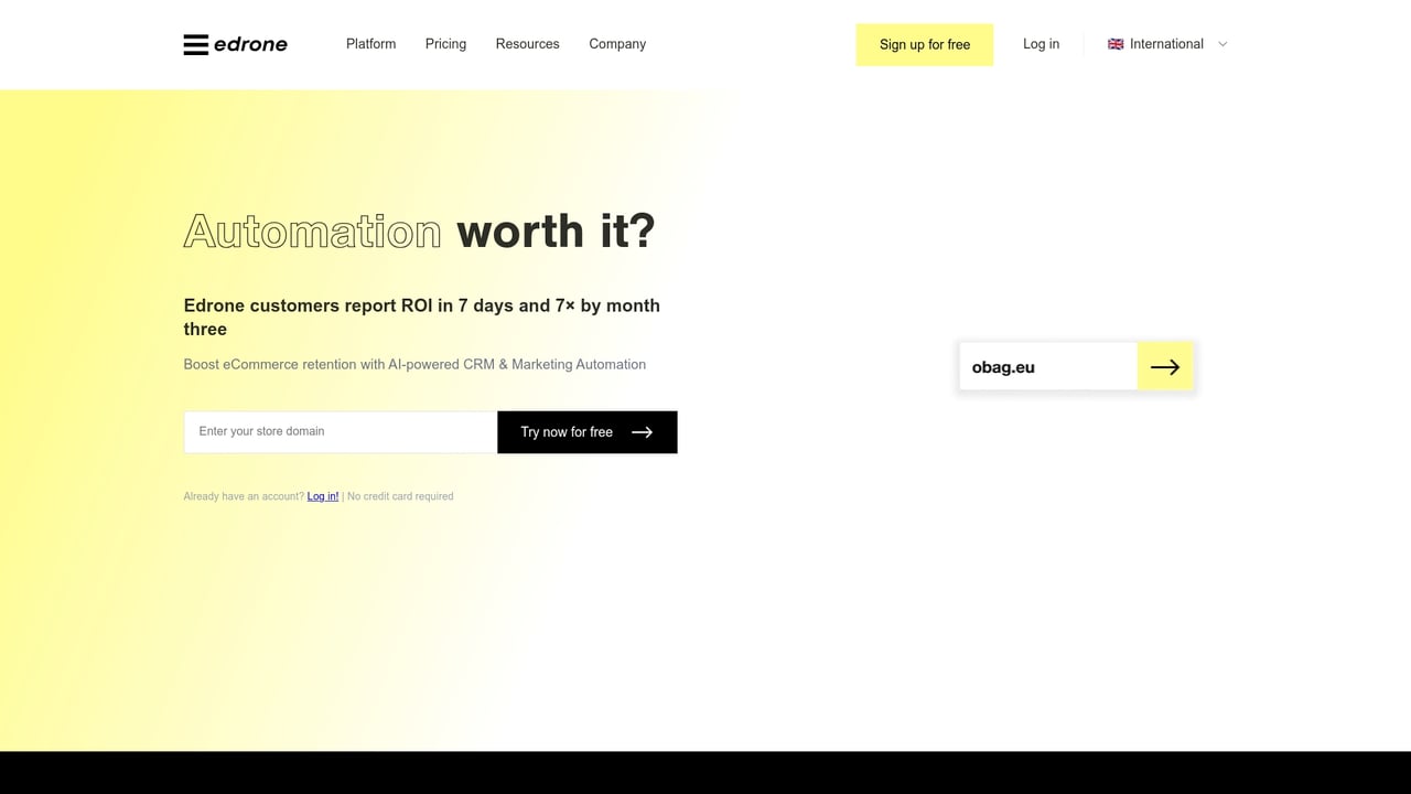 Screenshot of Edrone website