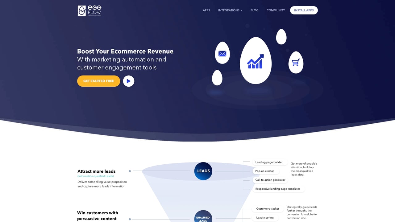 Screenshot of Eggflow website