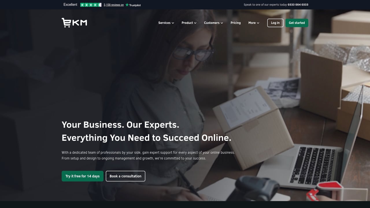 Screenshot of EKM website