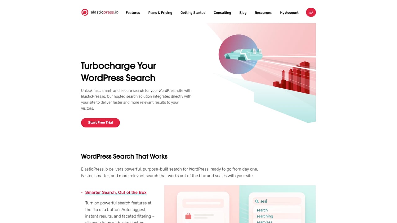 Screenshot of ElasticPress website